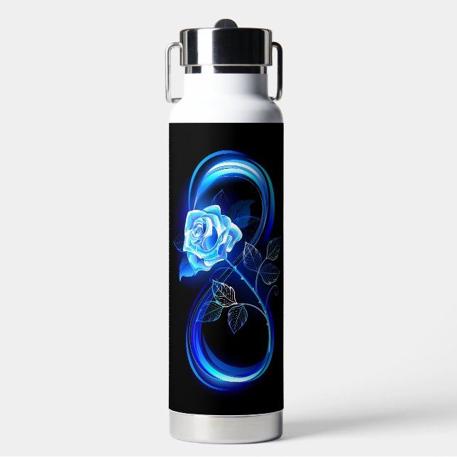 Glowing infinity with blue rose water bottle (Front)