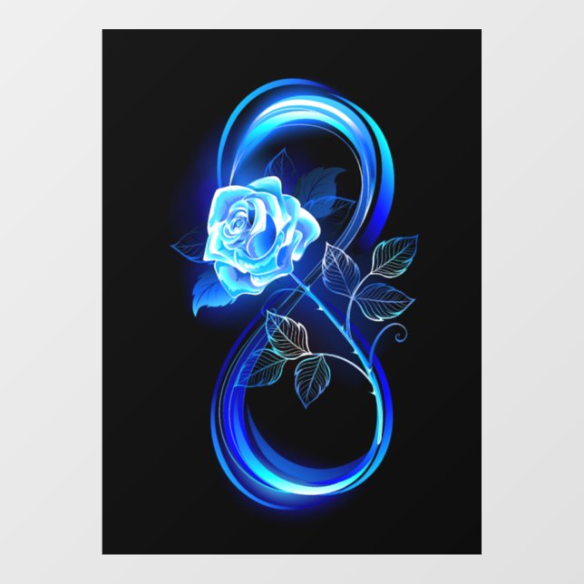 Glowing infinity with blue rose window cling (Sheet)