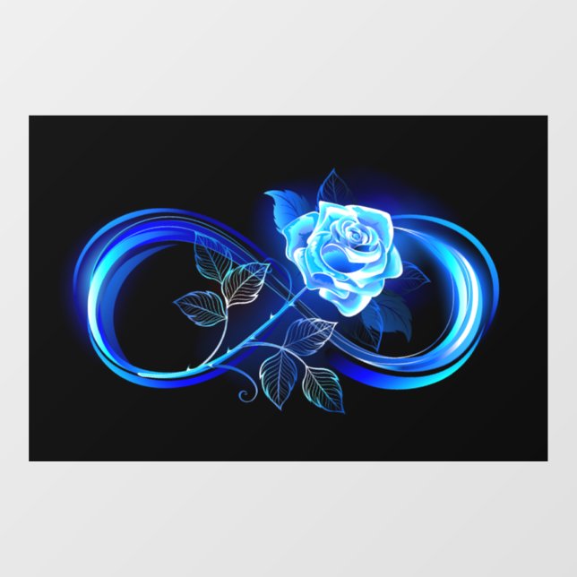 Glowing infinity with blue rose window cling (Sheet)
