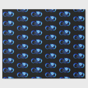 Glowing infinity with blue rose wrapping paper
