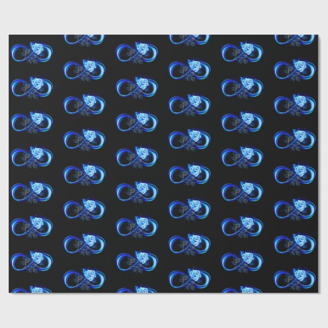 Glowing infinity with blue rose wrapping paper (Flat)