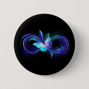 Glowing Infinity with Magic Butterfly 2 Inch Round Button
