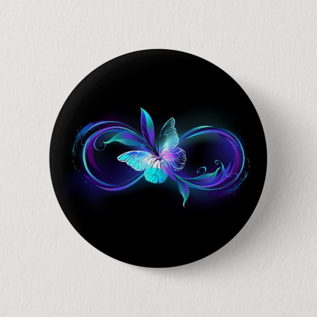 Glowing Infinity with Magic Butterfly 2 Inch Round Button (Front)