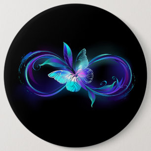 Glowing Infinity with Magic Butterfly 6 Inch Round Button
