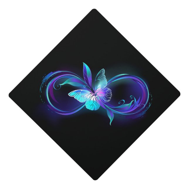 Glowing Infinity with Magic Butterfly Graduation Cap Topper (Front)