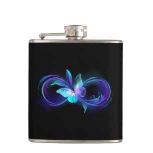 Glowing Infinity with Magic Butterfly Hip Flask