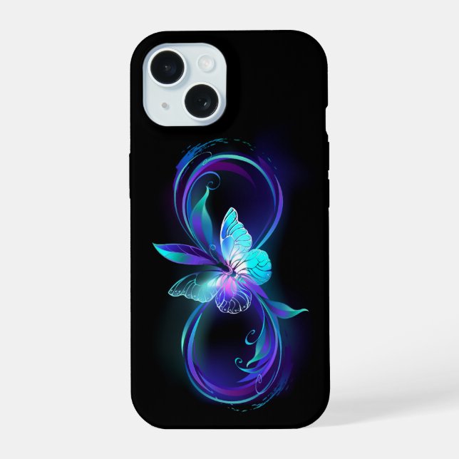 Glowing Infinity with Magic Butterfly iPhone 15 Case (Back)