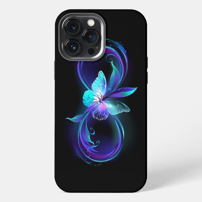 Glowing Infinity with Magic Butterfly iPhone Case (Back)