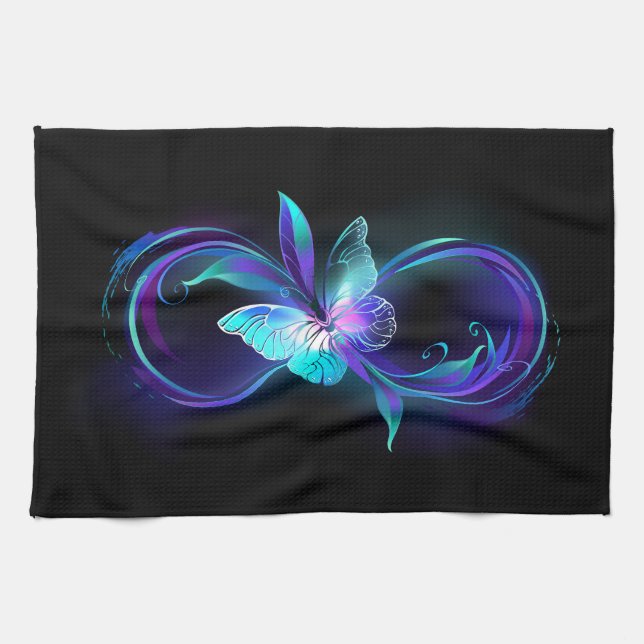 Glowing Infinity with Magic Butterfly Kitchen Towel (Horizontal)