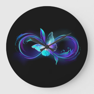 Glowing Infinity with Magic Butterfly Large Clock