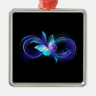 Glowing Infinity with Magic Butterfly Metal Ornament