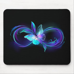 Glowing Infinity with Magic Butterfly Mouse Pad
