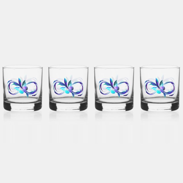 Glowing Infinity with Magic Butterfly Whiskey Glass (Front)