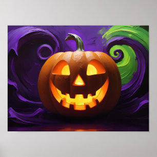 Glowing Jack-o'-Lantern Halloween Poster