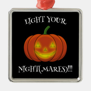 Glowing Jack-o'-Lantern - Light Your Nightmares Metal Ornament
