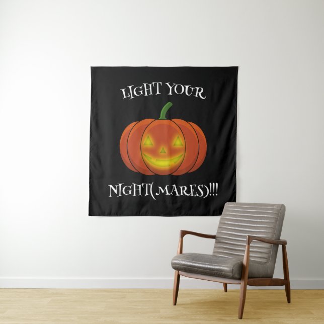 Glowing Jack-o'-Lantern - Light Your Nightmares Tapestry (In Situ)