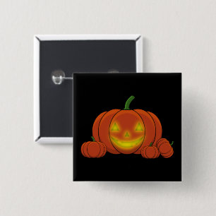 Glowing Jack-o'-Lantern Pumpkin 2 Inch Square Button