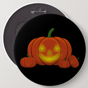 Glowing Jack-o'-Lantern Pumpkin 6 Inch Round Button