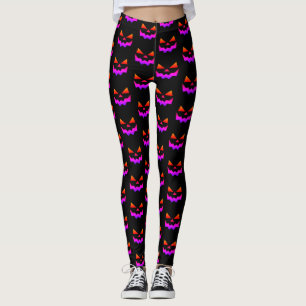 Glowing Jack-o-lantern pumpkin face  Leggings