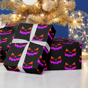Glowing Jack-o-lantern pumpkin face  Wrapping Paper