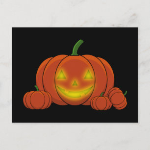 Glowing Jack-o'-Lantern Pumpkin Holiday Postcard