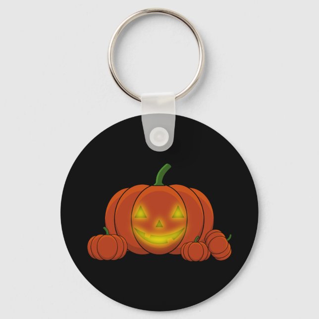 Glowing Jack-o'-Lantern Pumpkin Keychain (Front)