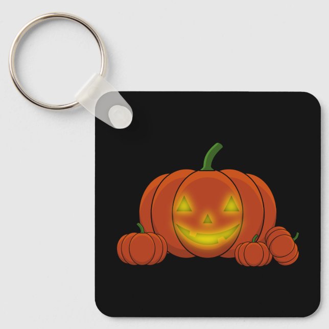 Glowing Jack-o'-Lantern Pumpkin Keychain (Front)