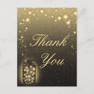 Glowing Jar Of Fireflies Night Stars Thank You Postcard