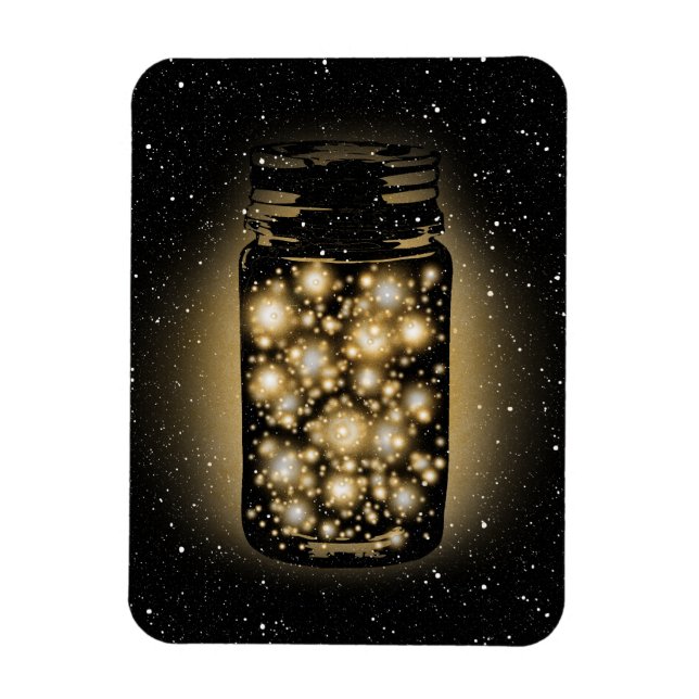 Glowing Jar Of Fireflies With Night Stars Magnet (Vertical)