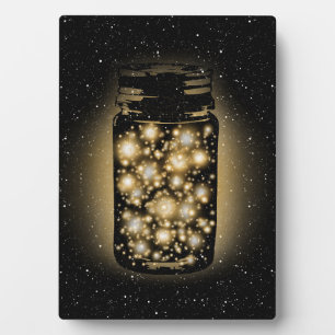 Glowing Jar Of Fireflies With Night Stars Plaque