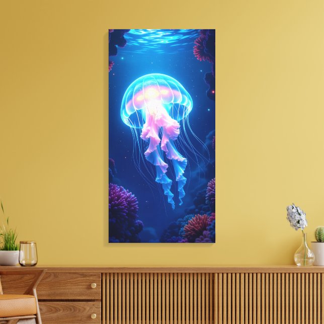Glowing Jellyfish Canvas Print (Insitu(LivingRoom))