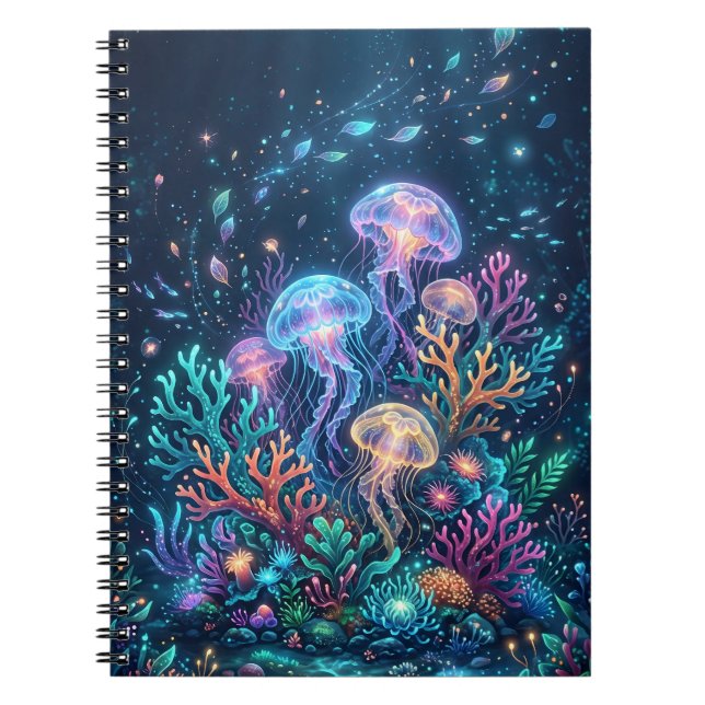 Glowing Jellyfish Fantasy Underwater Ocean Notebook (Front)
