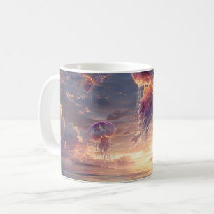 Glowing Jellyfish in Sunset Skies Coffee Mug