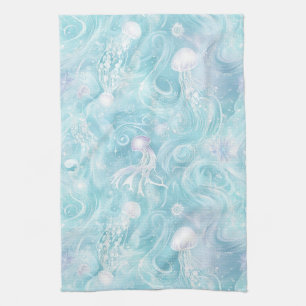 Glowing Jellyfish Ocean Pattern Kitchen Towel