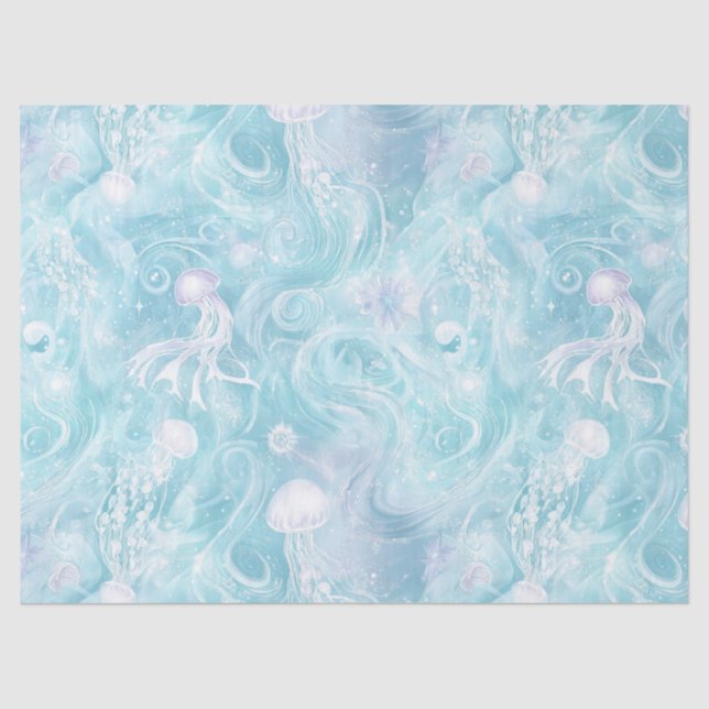 Glowing Jellyfish Ocean Pattern Tissue Paper (Front)
