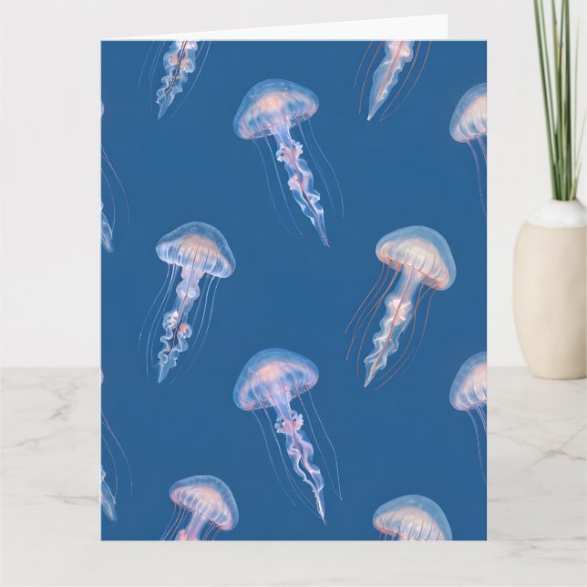Glowing jellyfish pattern Folded Greeting Card (Front)