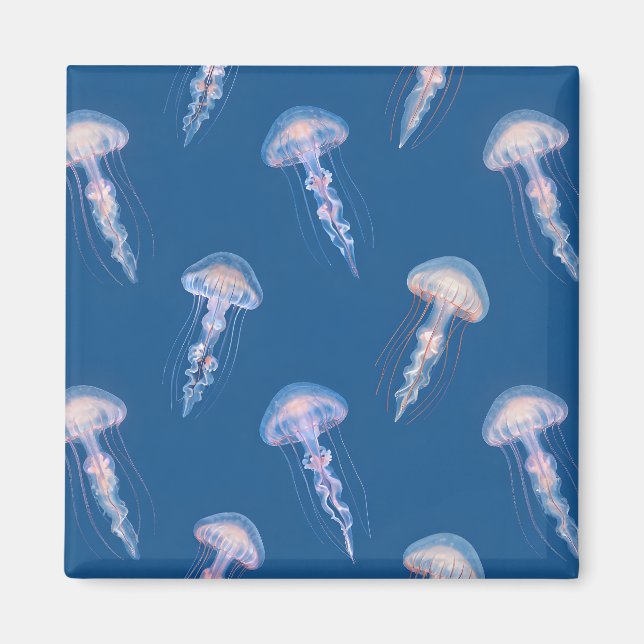 Glowing jellyfish pattern magnet (Front)