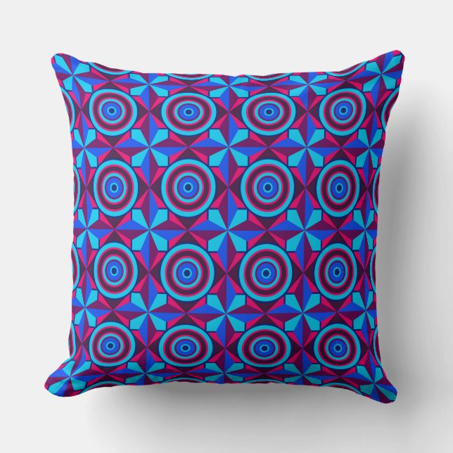 Glowing Kaleidoscope Matrix Throw Pillow (Front)