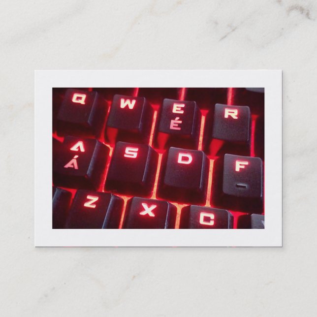 Glowing Keyboard (Bordered) Business Card (Front)