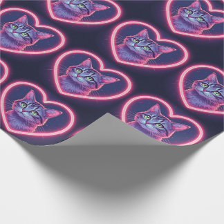 Glowing Kitty Love Art | Romantic Pet Lover Gift Wrapping Paper
