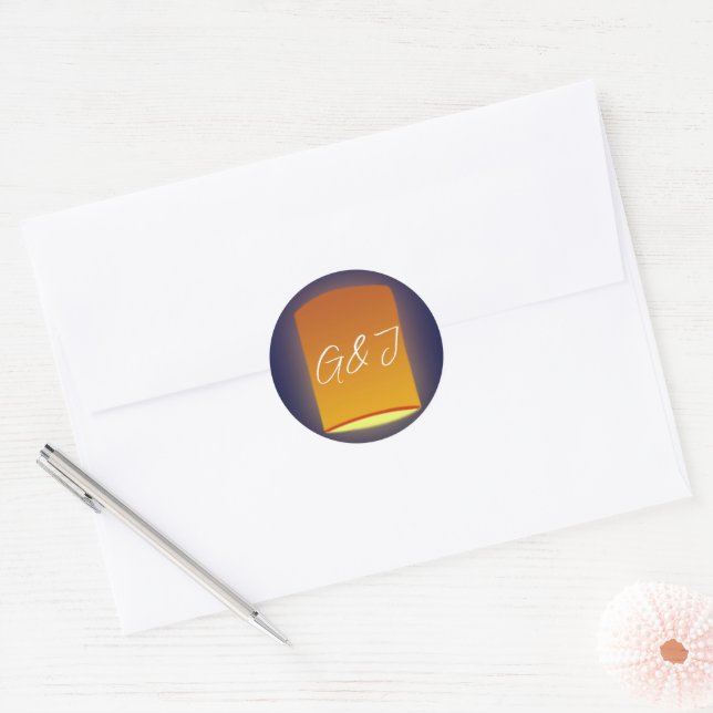 Glowing Lanterns Wedding Classic Round Sticker (Envelope)