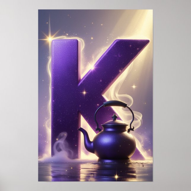 Glowing Letter K Halloween Wall Art for Kids Room (Front)
