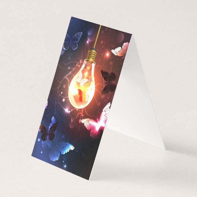 Glowing Light Bulb with Night Butterflies (Back)