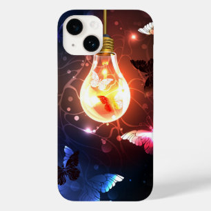 Glowing Light Bulb with Night Butterflies Case-Mate iPhone 14 Case
