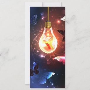 Glowing Light Bulb with Night Butterflies Holiday Card