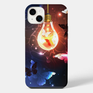 Glowing Light Bulb with Night Butterflies iPhone 14 Plus Case