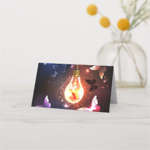 Glowing Light Bulb with Night Butterflies Loyalty Card