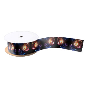Glowing Light Bulb with Night Butterflies Satin Ribbon