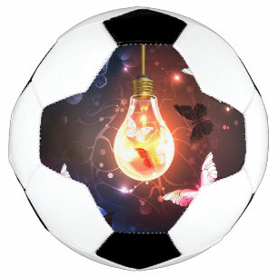 Glowing Light Bulb with Night Butterflies Soccer Ball