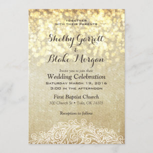 Glowing Lights Burlap & Lace Country Chic Invitation